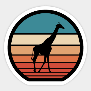 Giraffe Retro Sunset Sticker